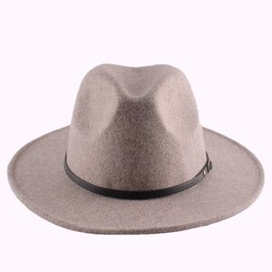 NWOT Unisex Pengcheng Wool Blend Top Fedora Hat w/Belt Buckle Wide Brim in Grey
